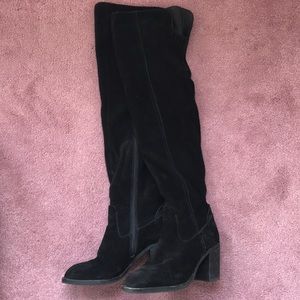Over the knee black suede boots